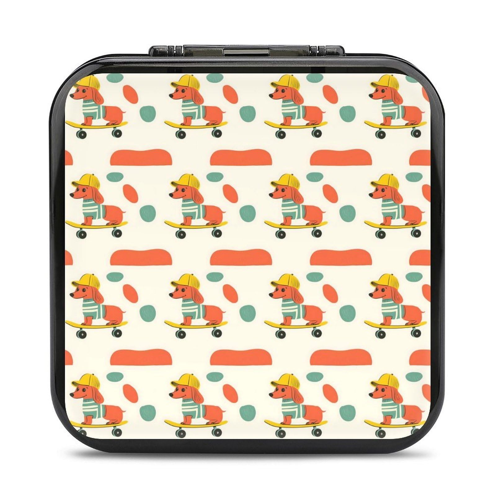 TZTTZT Compatible with Nintendo Switch Game Case Holder - Skateboard Dog Cute Print Compatible with Nintendo Switch Game