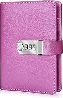 Vista 8 de ARRLSDB Diary Journal for Women with Lock, PU Leather Combination Lock Diary A6 Refillable Leather Journal, Size:18.5X13.5 cm (Black)