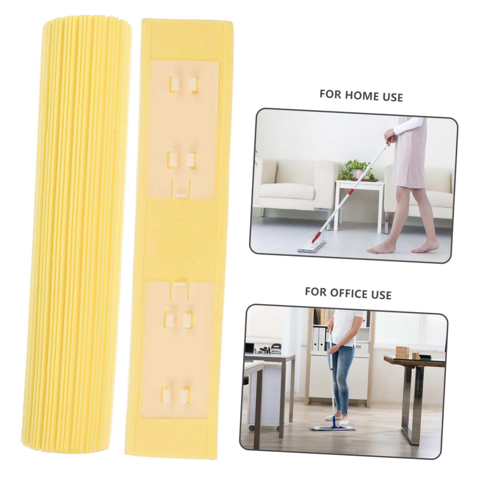Healeved Recharge pour Balai Éponge 3 Pièces en Éponge Jaune et Plastique, Remplacement pour Tête de Balai, Nettoyage Quotidien des Sols en Bois