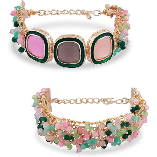 ZAVERI PEARLS Multi-Colour Stones Bracelet Set of 2