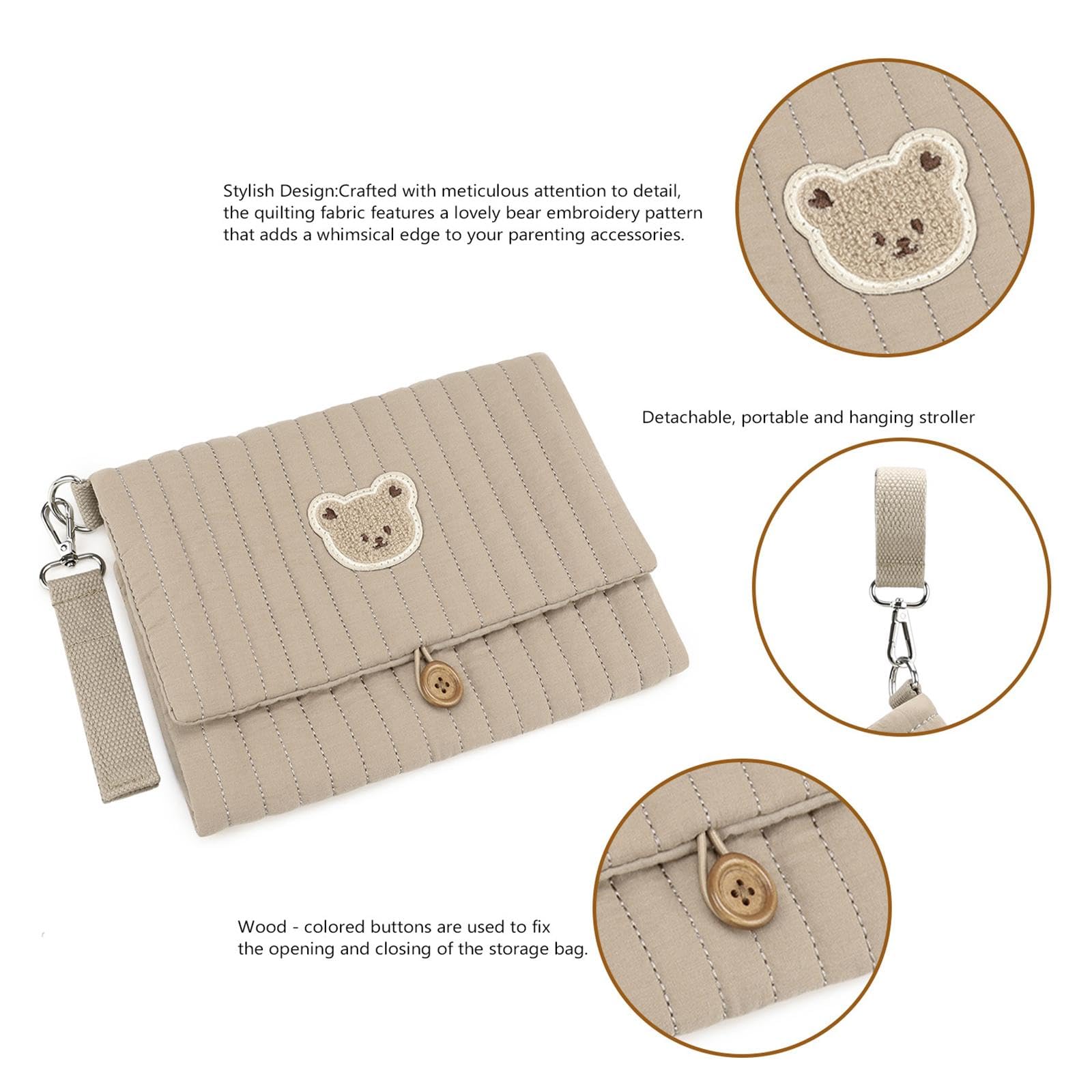 MagiDeal Borsa Porta Pannolini in Tessuto per Neonati, Organizer per Pannolini, Multifunzionale per Neonati, per Esterni, Visite, Asilo Nido e, Marrone