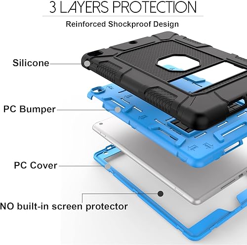 Miniatura 2 de Funda para iPad de 78 generación, funda para iPad 10.2, híbrida, resistente, a prueba de golpes, funda de protección contra caídas construida con