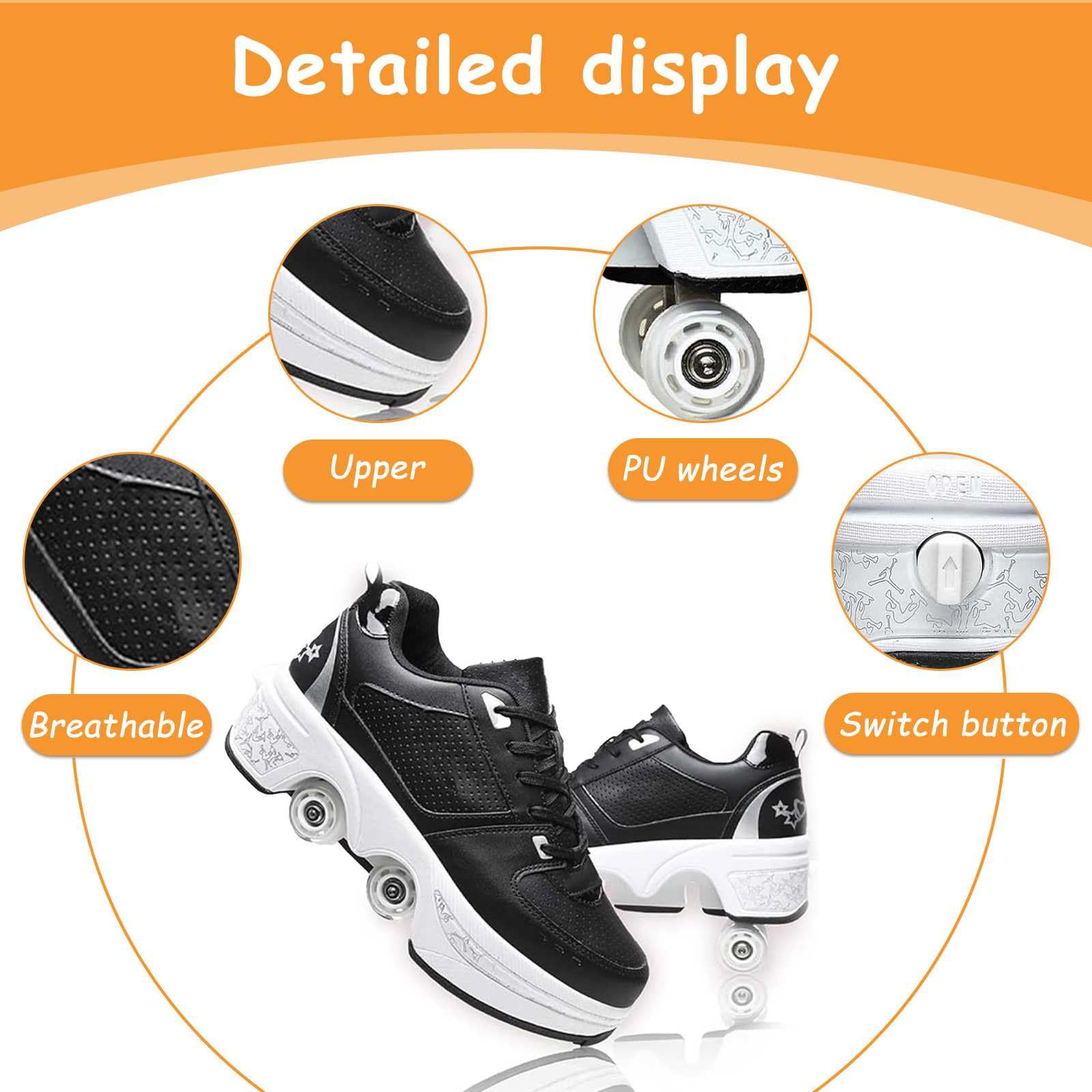 Scarpe con rotelle, Pattini a Rotelle, Scarpe a Pattini, Scarpe con Automatiche Rotelle Retrattile, Outdoor Multisport Scarpe da Skateboard