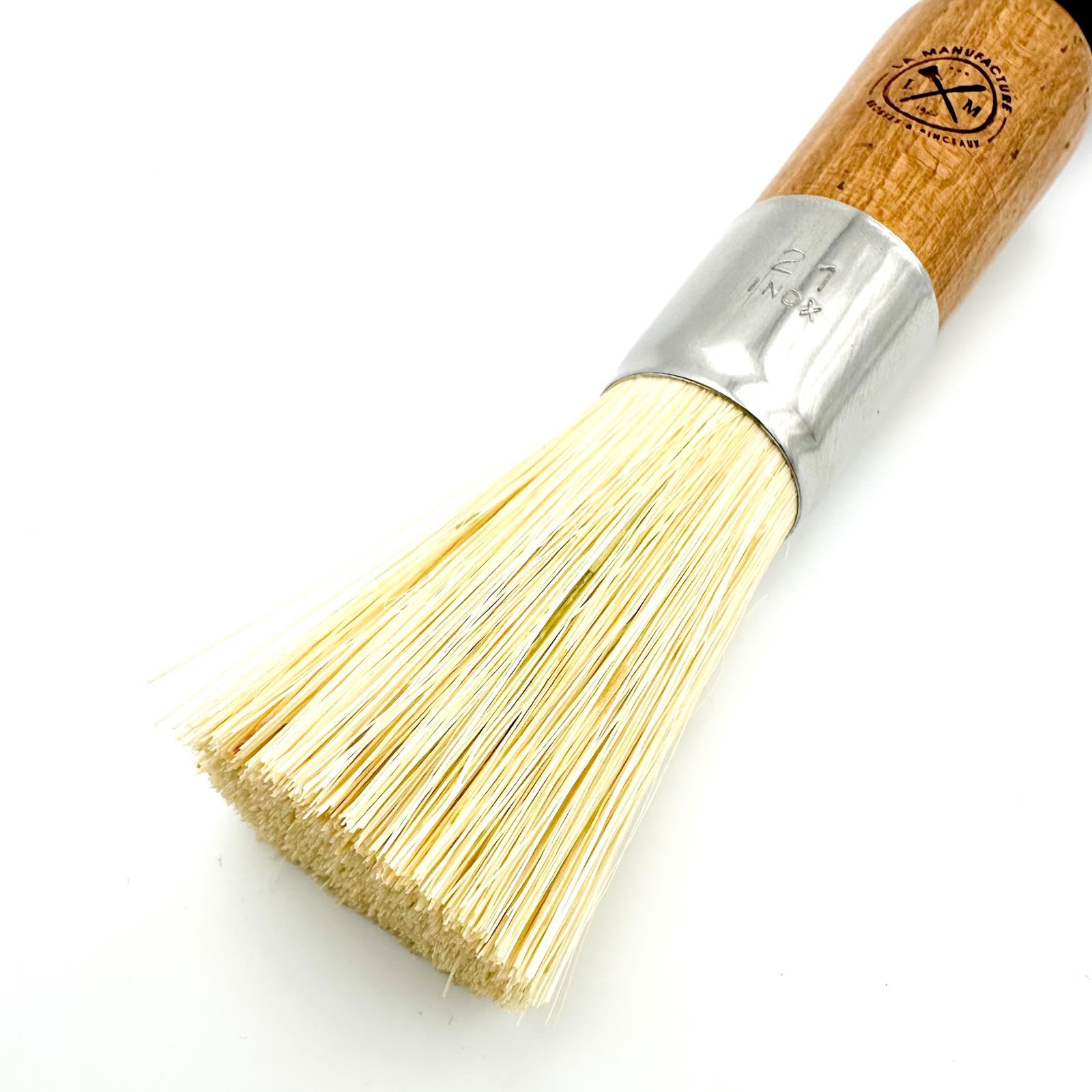 Brosse à Champignons et Légumes Double Face Bois de Hêtre Fibres de Tampico Crin de Cheval Virole Inox