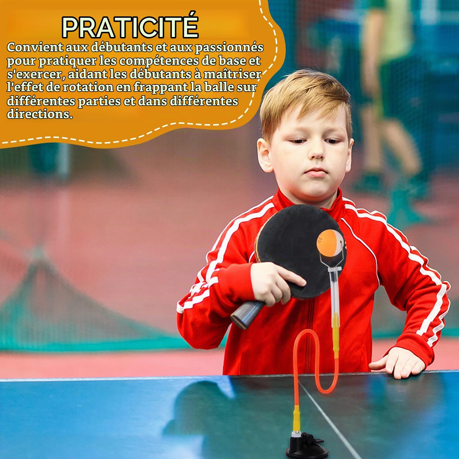 Entraîneur De Tennis De Table, Robot D'entraînement de Ping-Pong en PVC Avec 2 Balles, équipement De Balles De Ping-Pong, Réglable Table Tennis Sucker, Trainer Tennis De Table pour Balles De Ping-Pong