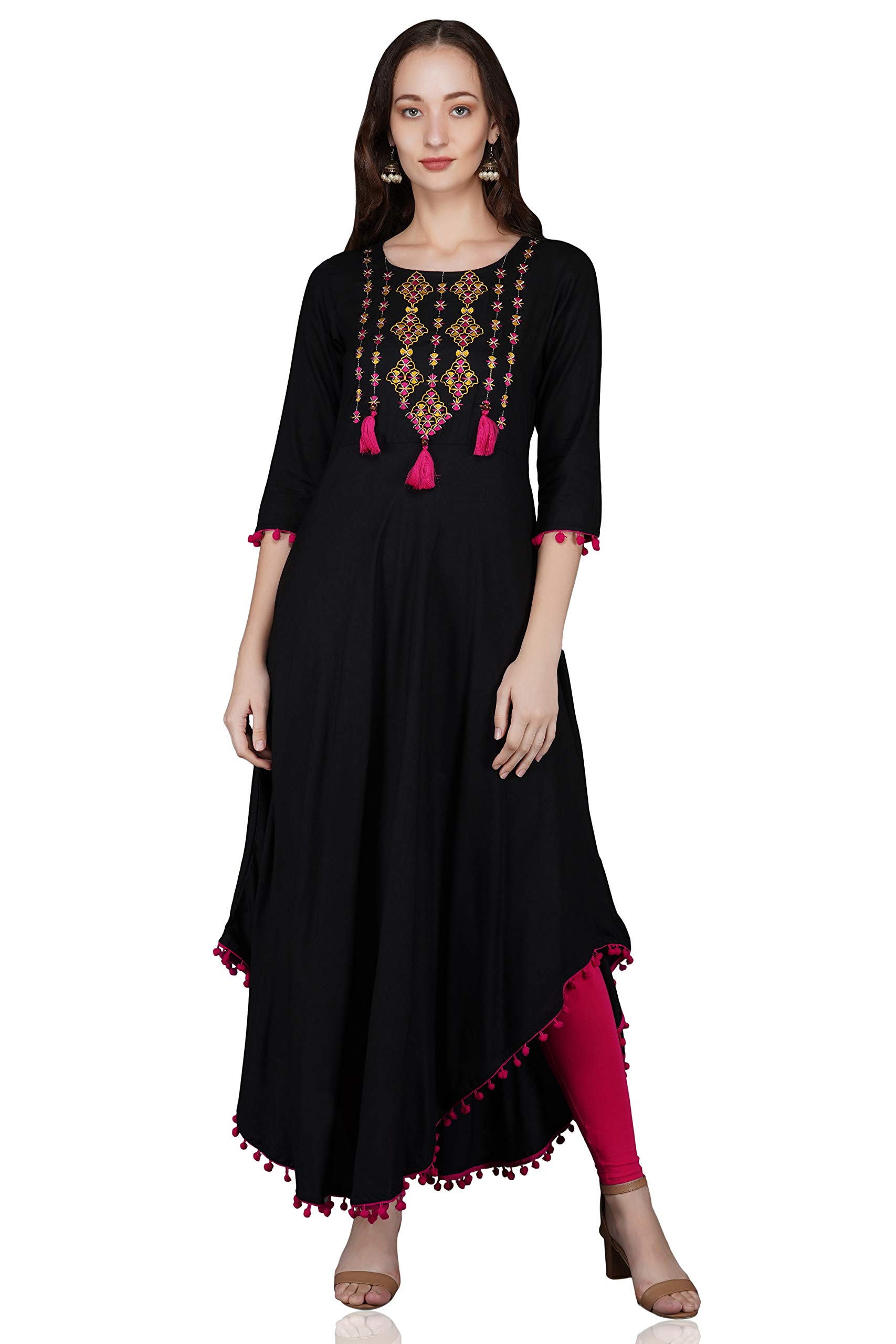 Royansh Women's Embroidered Rayon Asymmetric Kurta
