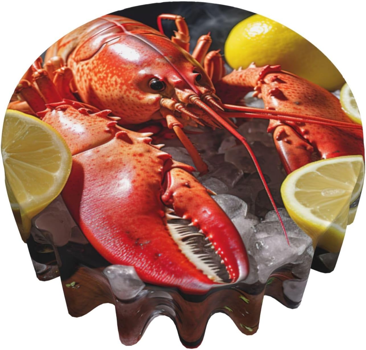 Lobster Lemon Print Wrinkle Free Dining Table Cover for Birthday Party Farmhouse Tablecloths Up to 60 x 60 Inches