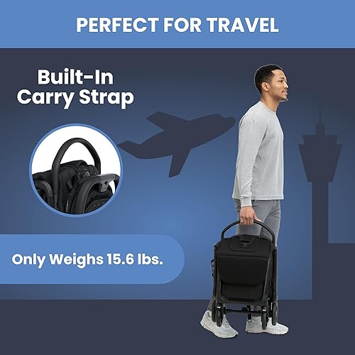 Miniatura 6 de Delta Children Icon - Cochecito de viaje ultra compacto, certificado Greenguard Gold, color negro