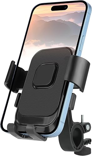 Kairiyard Soporte de teléfono para motocicleta, 1s con bloqueo automático para teléfono, manillar de bicicleta, soporte de teléfono celular