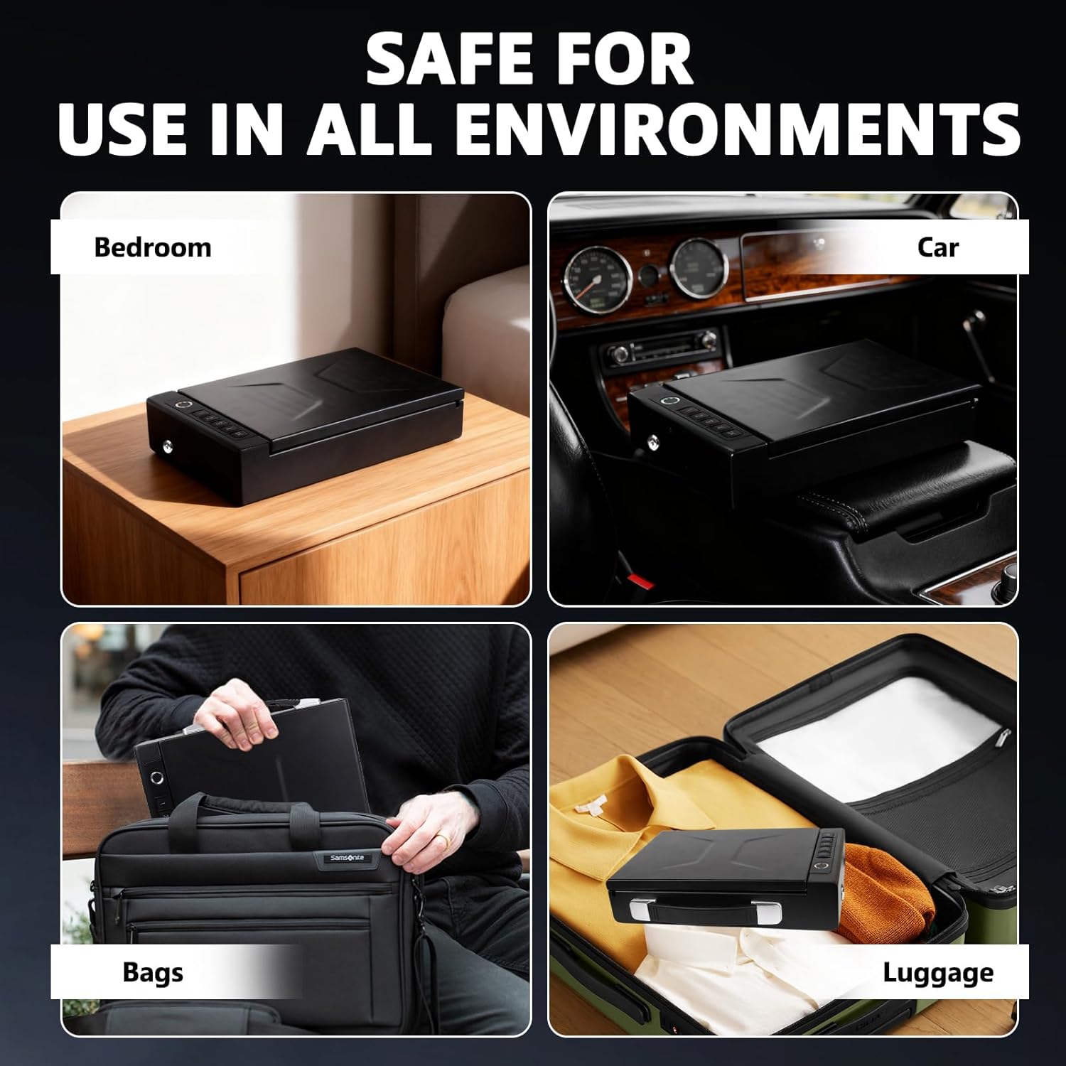 Fingerprint Lock Safe, 4-Ways Unlock Fingerprint/Digital Keypad/Key/App, Type-C Charging, Portable Small Biometric Safe for Home, Travel, Car, Storage of Cash, Jewelry, Documents