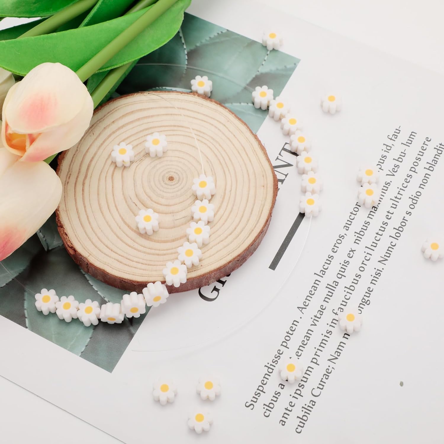 150Pcs Daisy Beads for Jewelry Making, Silicone Flower Beads with Hole, Small Daisy Flowers for DIY Bracelets Necklaces Earrings Craft (8mm) - Image 4