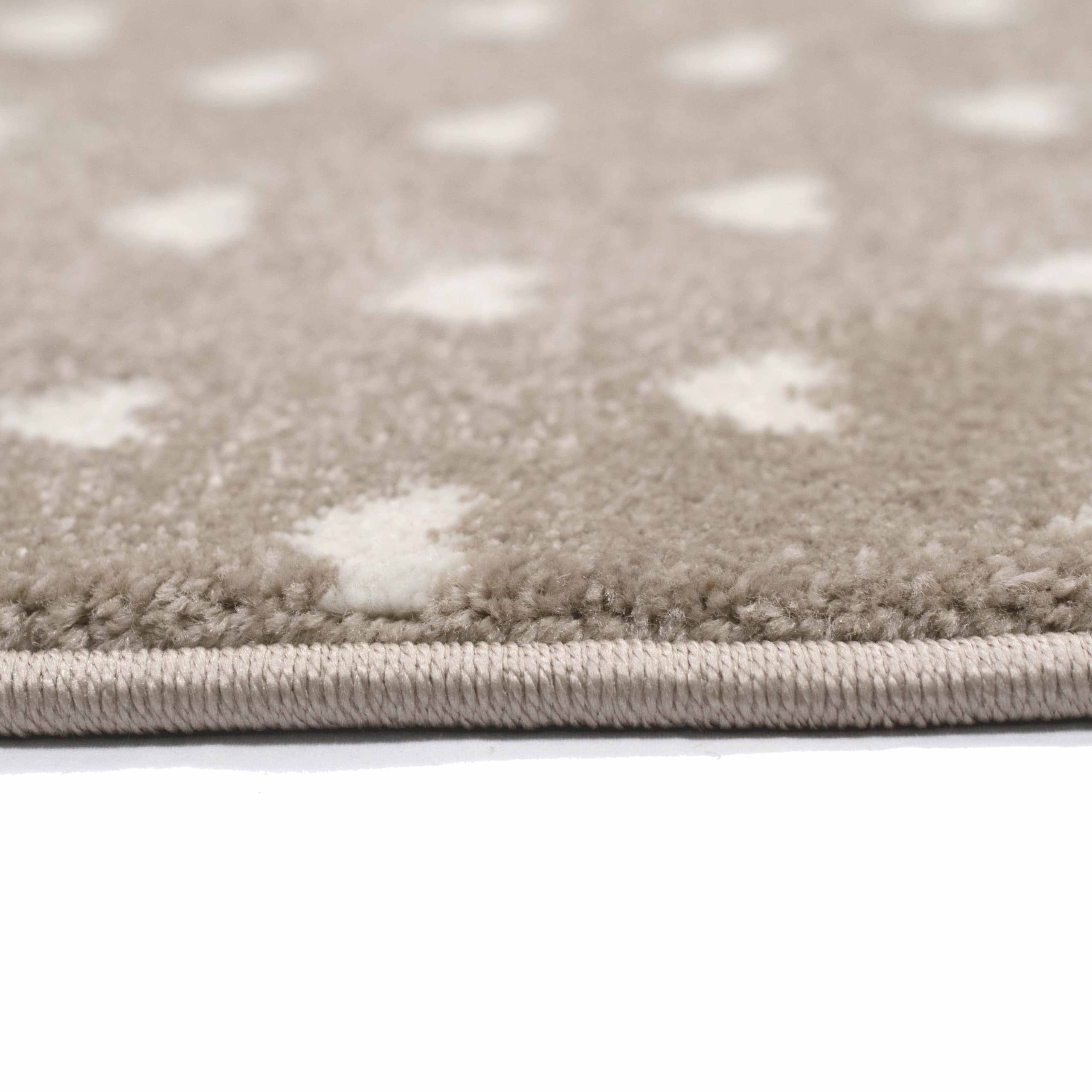 Teppich-Traum runder Kinderzimmer Teppich Spielteppich Regenbogen Herzchen Wolken beige grau braun Größe 120 cm Rund