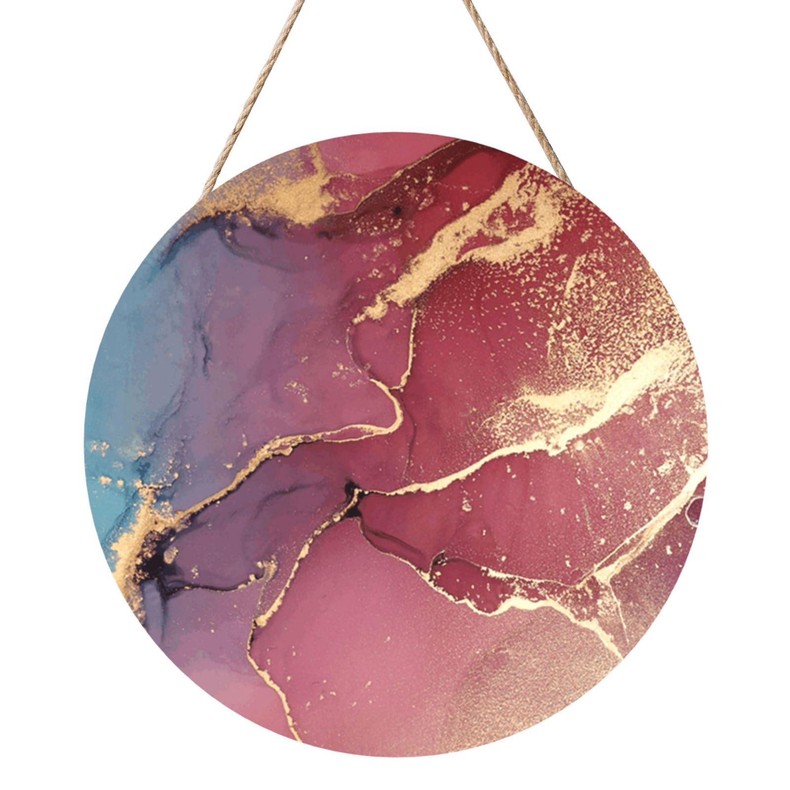 InOmak Marble Texture, Round Wood Panel Painting 12 in, Wall Hanging Painting For Home