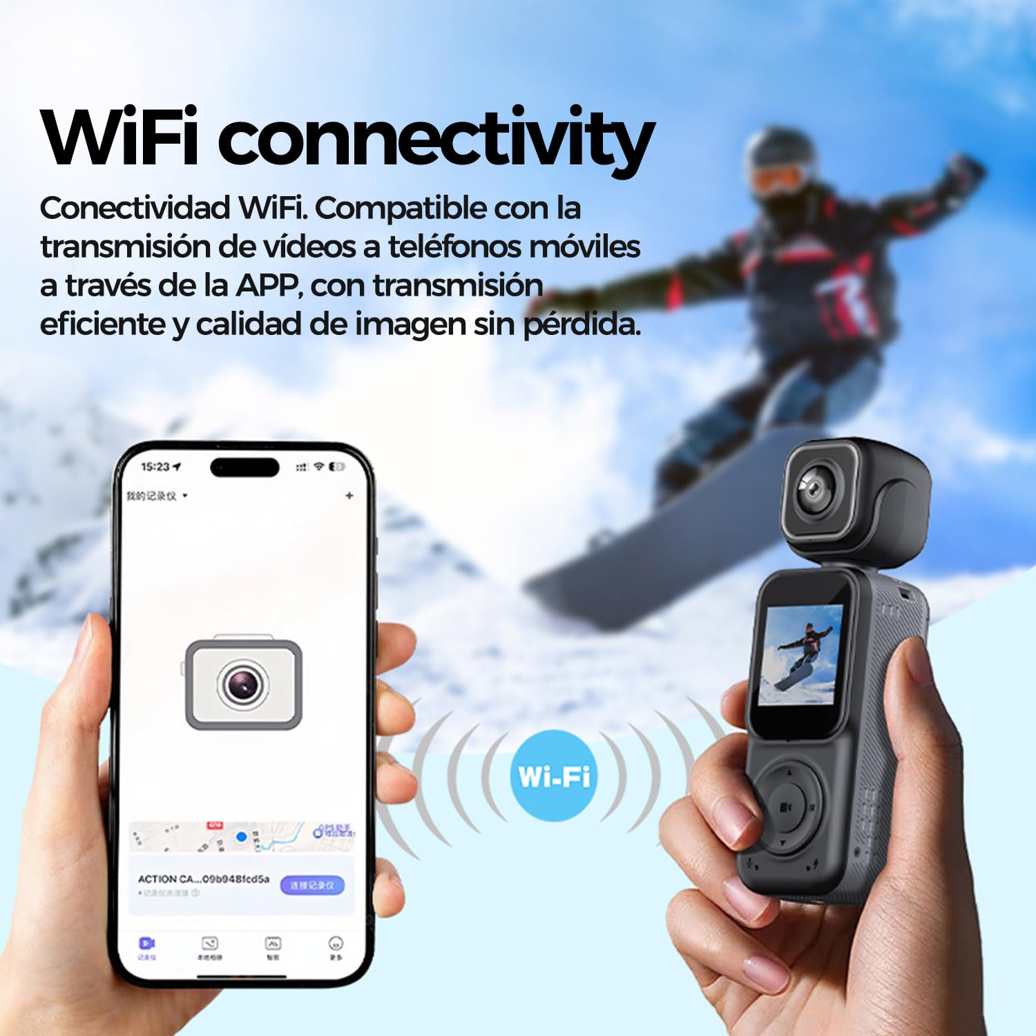 Zeerkeer Cámara de Acción Pequeña 4K Doble Lente para Bicicleta y Vlog | Batería 2000mAh, Lente Giratoria 180°, Pantalla 1.54", 130° FOV, POV Cámara Deportiva WiFi, Rosca Estándar 1/4"