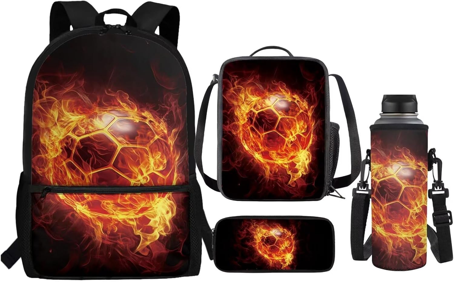 Renewold Backpack for Girls Boys Baseball Trendy Print Kids Bookbags Set Preschool Primary Middle Student Bookbag with Insulated Lunch Box Bag Pencil Case Water Bottle Bag 4pcs Set School Supplies