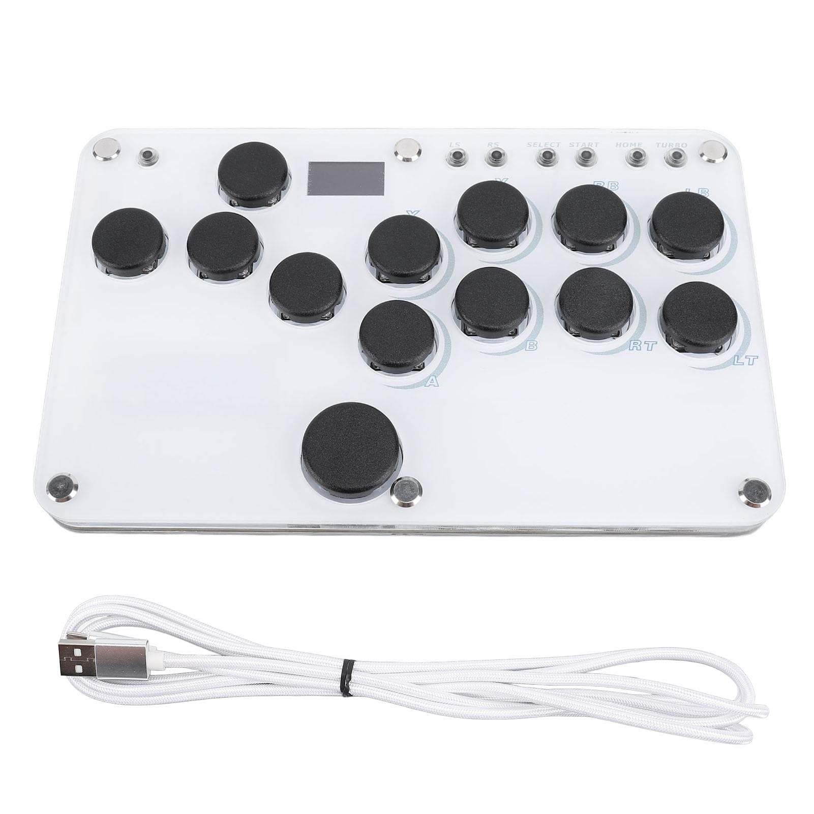 Omquot Controller da Gioco Fight con Effetti RGB per PC e Giocatori Multipiattaforma Design Portatile a 13 Tasti Satinato