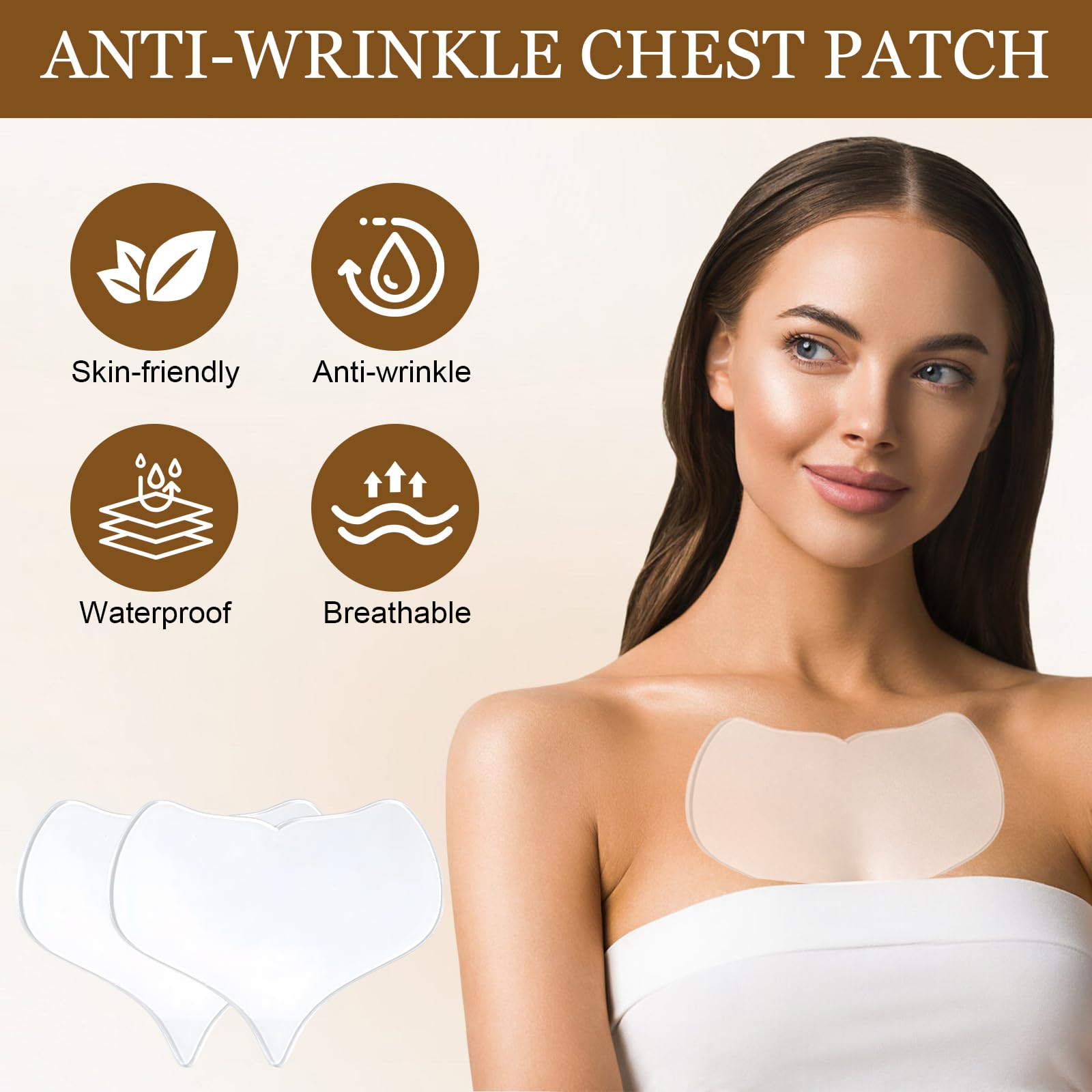 Naapesi Patch Silicone Décolleté e Collo, 4 Pezzi Cuscinetti Riutilizzabili Trasparenti a Forma di Cuore, Patch per Seno, Collo e Décolleté, Effetto Pelle Liscia Senza Crema