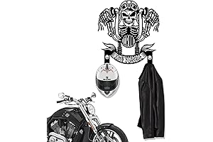 Personalized His and Her Towel Hooks with Skull Rider Helmet Metal Key Holder