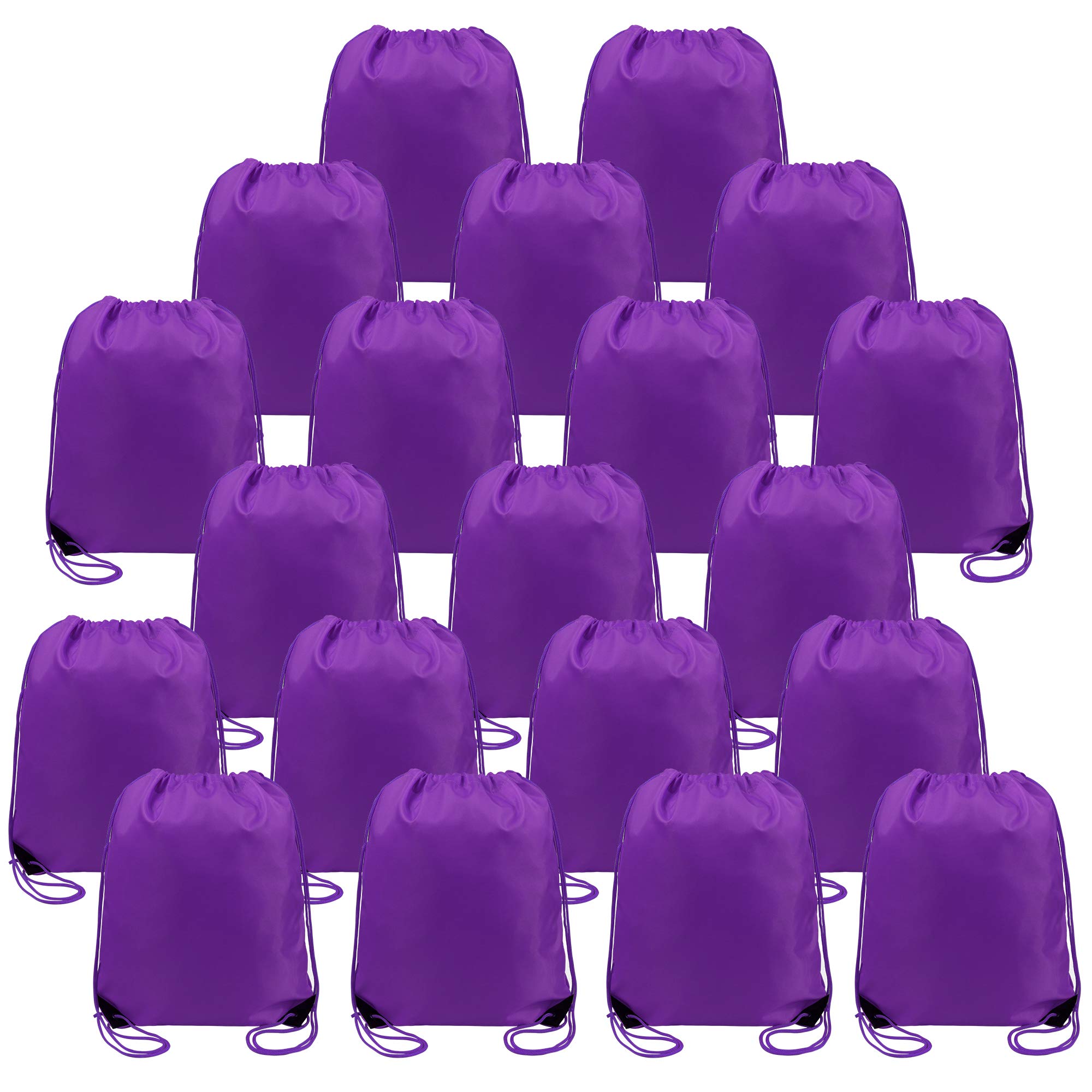 BeeGreen 20 Pieces Purple Cinch Backpack Large Durable Christmas Drawstring Gym Sack Bag Multipurpose Personalized String Backpack Bulk for Men Women