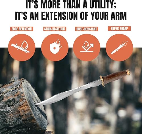 Miniatura 6 de Perking Knife - Cuchillo de caza de hoja fija de 12 pulgadas con vaina, cuchillo de hoja fija afilada hecho de acero inoxidable al carbono con mango