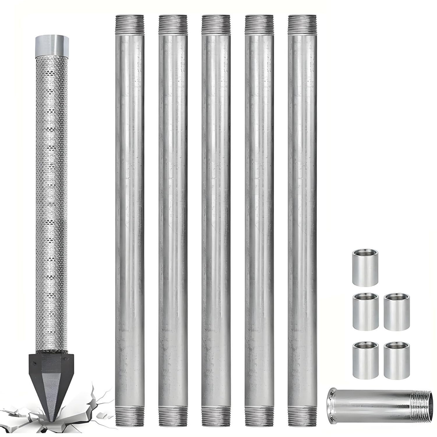COAKUE 36" Heavy Duty Sandpoint Well Kit, Well Drive Point Kit 5+1Kit