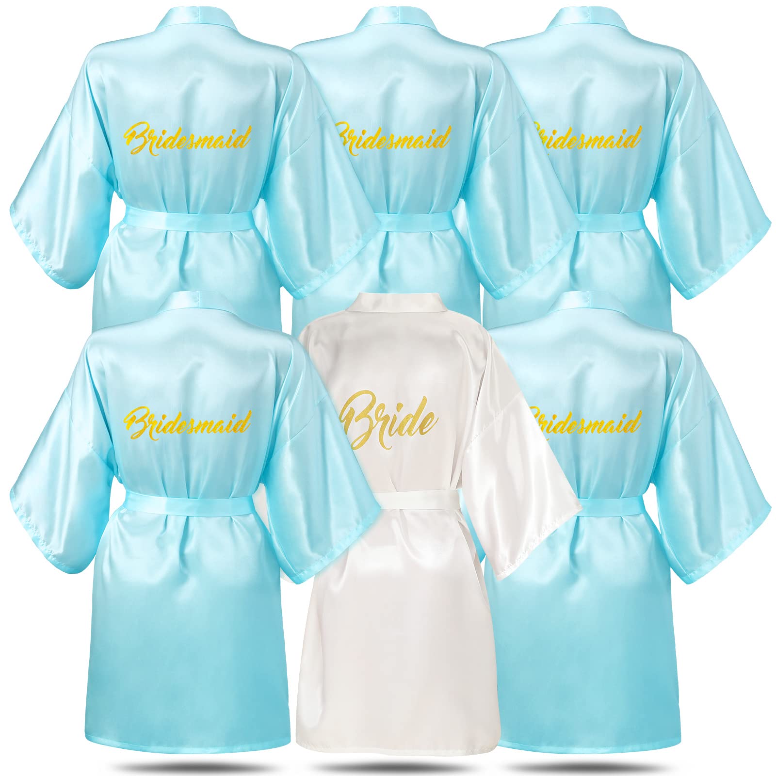 6 Pieces Bridesmaids Robes for Wedding Bridal Robes Matron of Honor Maid of Honor Robe Wedding Robes for Bridal Party Gift