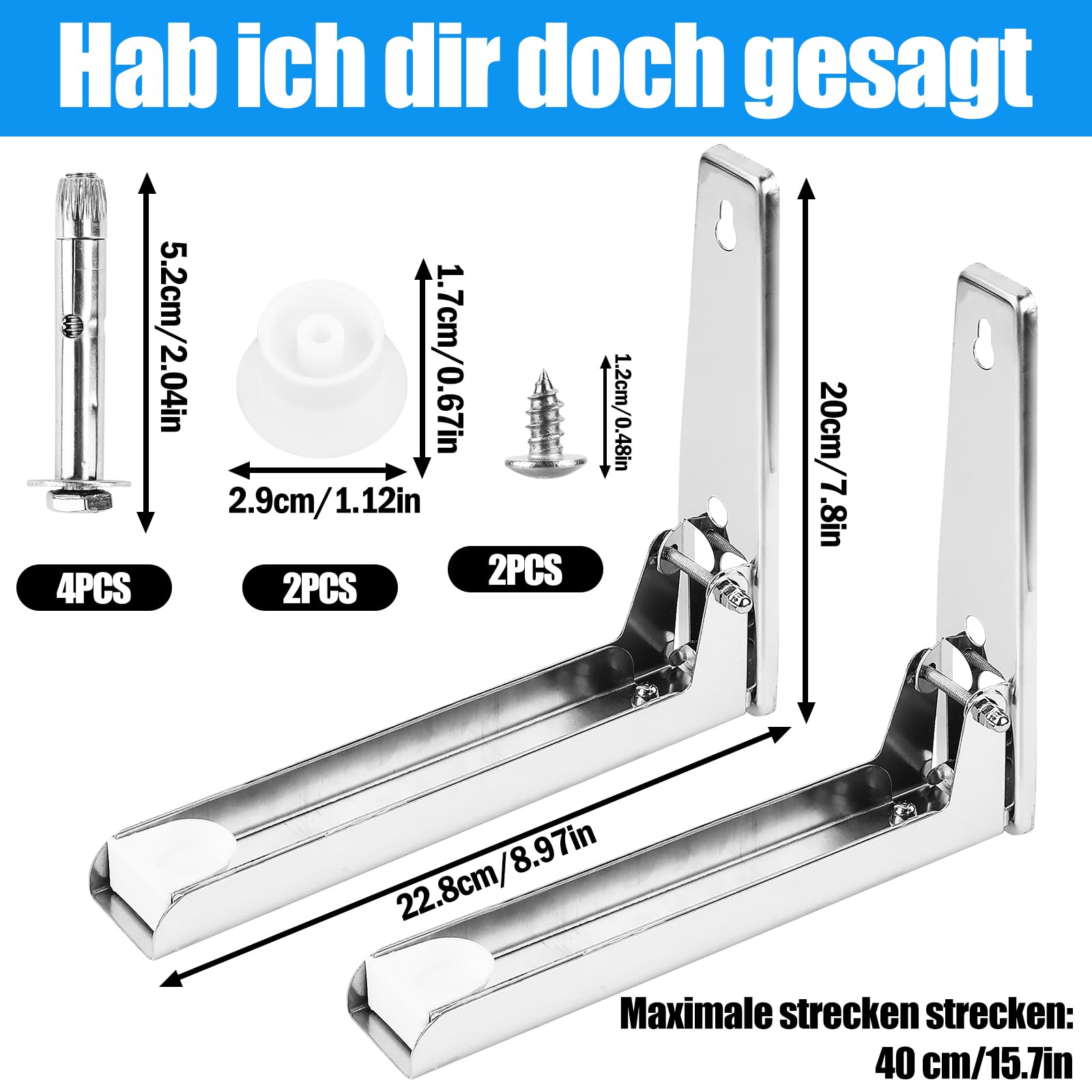 Supporto Parete Per Microonde Pieghevole - Staffa In Acciaio Inox 304, Portata 50kg, Con Ganci - Foto 5