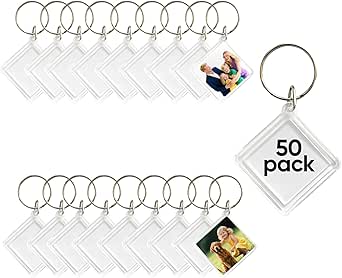 Amazon.com: BRT Bearingshui 50pcs Pendant Picture Frame Keyrings, Clear ...