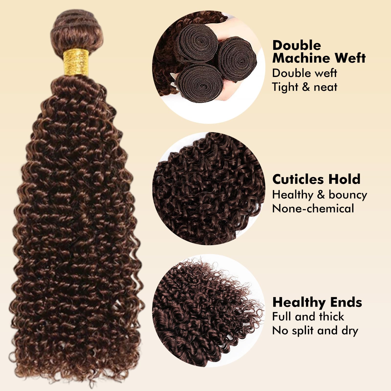 Tissage Naturel Cheveux Humain Bouclé Kinky Curly Bundles 16 16 16 Pouces