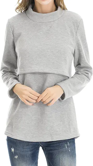 Damen Fleece Stilloberteile Winter Langarm Stillkleidung für Stillen