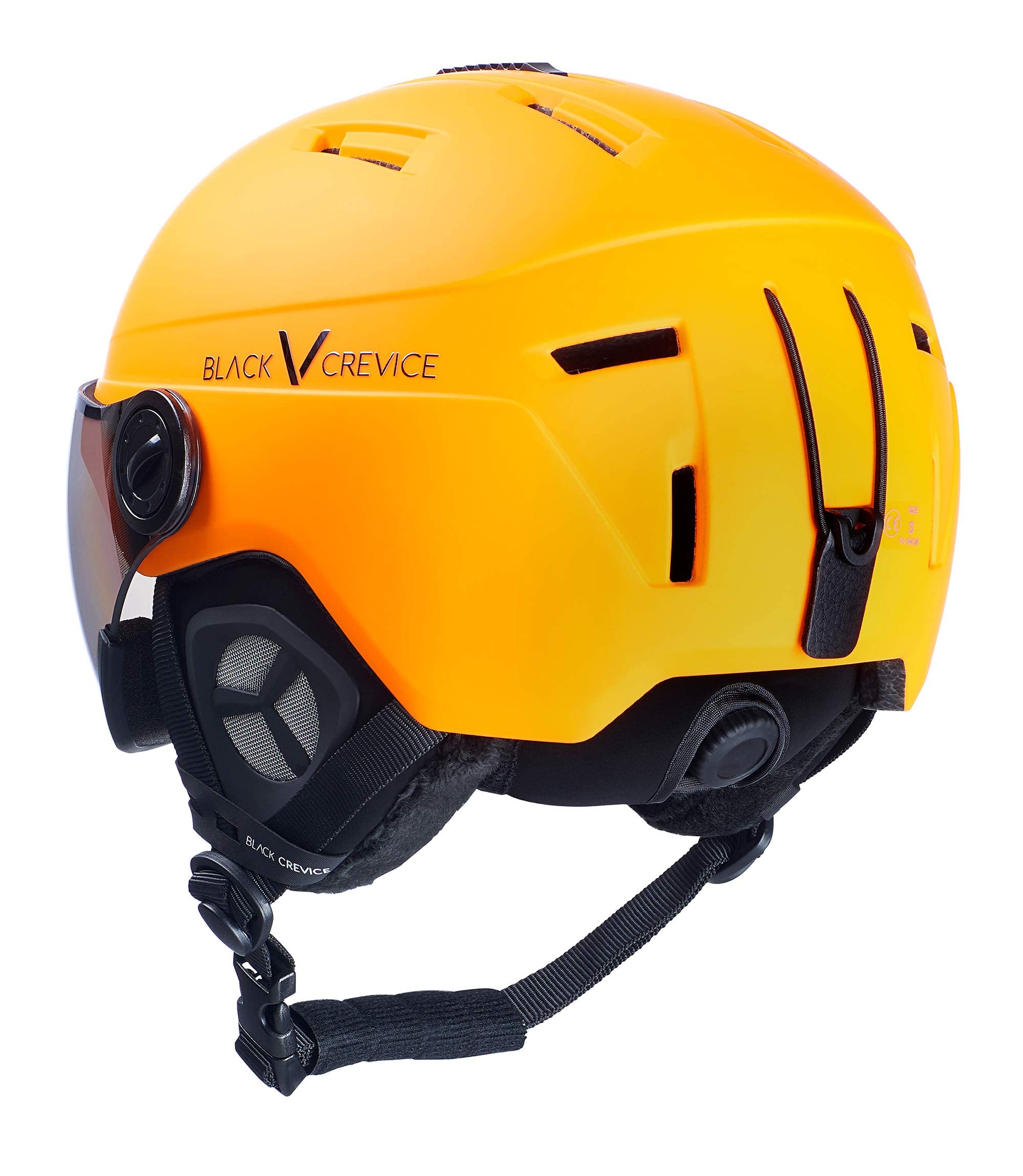 Black Crevice Kask narciarski Calgary I kask narciarski z wizjerem w stylu pilotki, dla mężczyzn i kobiet, kask narciarski z poliwęglanu, oddychający kask narciarski, regulowany rozmiar