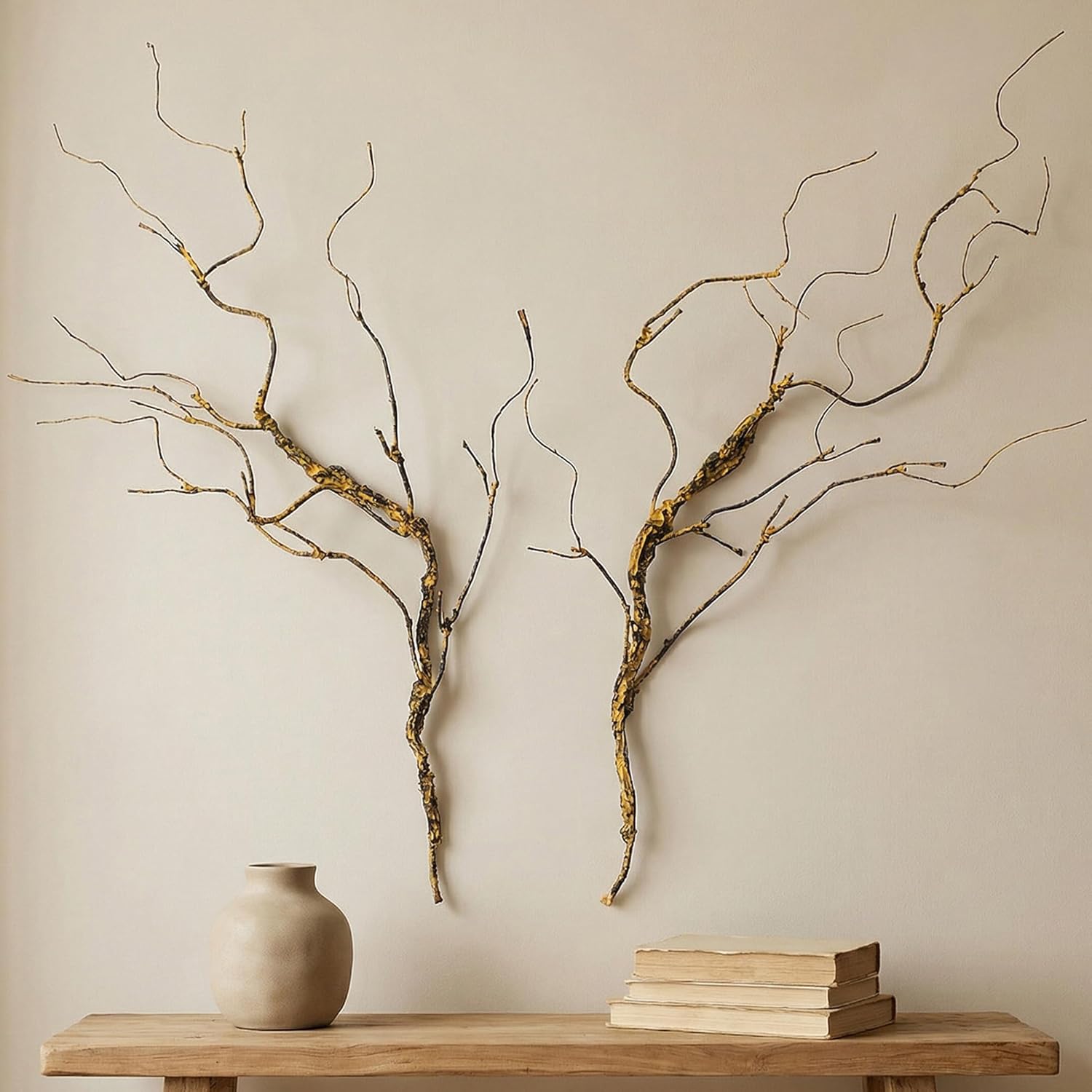 2pcs 35inch Artificial Stems Hanging Vines for Room vase Decor Bendable Realistic Texture Fake Tree for Home Party Christmas Halloween Decoration (VASE NOT Included)