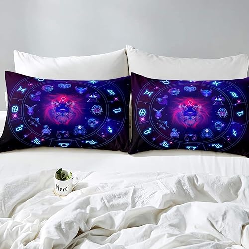Miniatura 2 de HATEGE Leo Duvet Cover King Size Soft Cozy Microfiber 3D Printed Constellation Bedding Sets Quilt Cover Chinese Zodiac Comforter Cover 104x90 inches