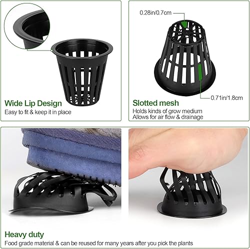 Miniatura 7 de HXSEMAYIG 50 macetas de red de 2 pulgadas, taza hidropónica, tazas de red para cultivo en interiores o exteriores