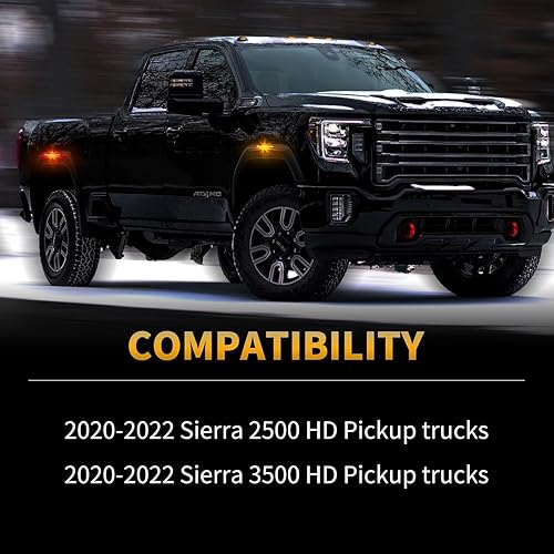 Miniatura 6 de DERMOKA Luces LED de marcador lateral para camioneta Sierra 2500HD 3500HD ámbar delantero trasero rojo guardabarros laterales del conductor, 4