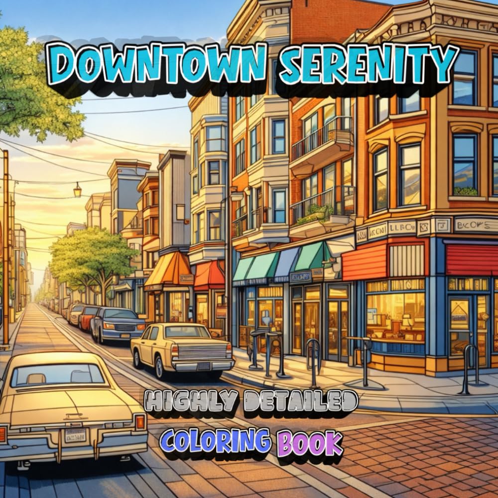Downtown Serenity Coloring Book: Calm Urban Streets and Quiet City Scenes Coloring Book for Adults and Teens (Urban Worlds Coloring Series)
