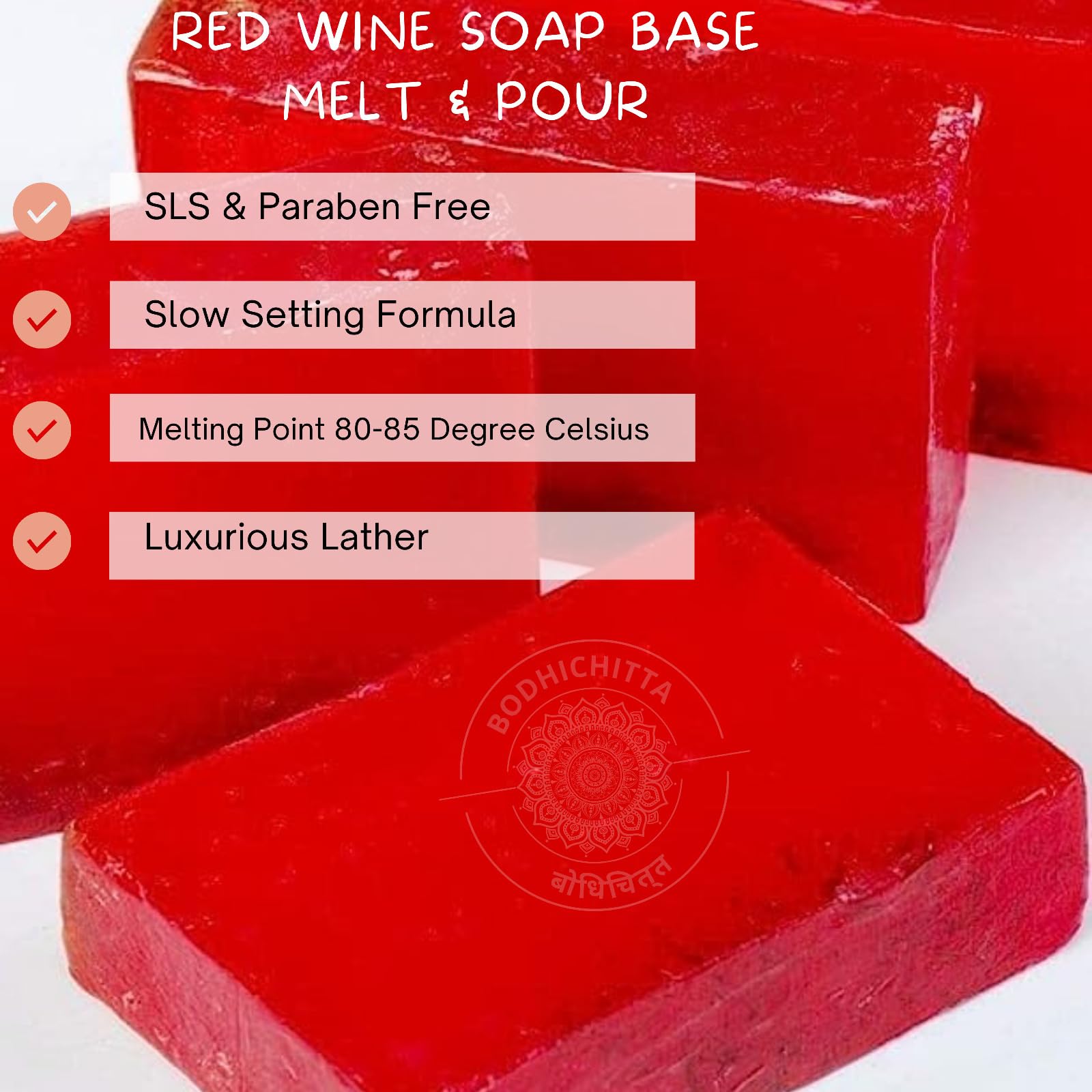 Bodhichitta Red Wine Ultra Premium Soap Base 100% Organic Ingredients (SLES, SLS, Paraben Free) 250G 3