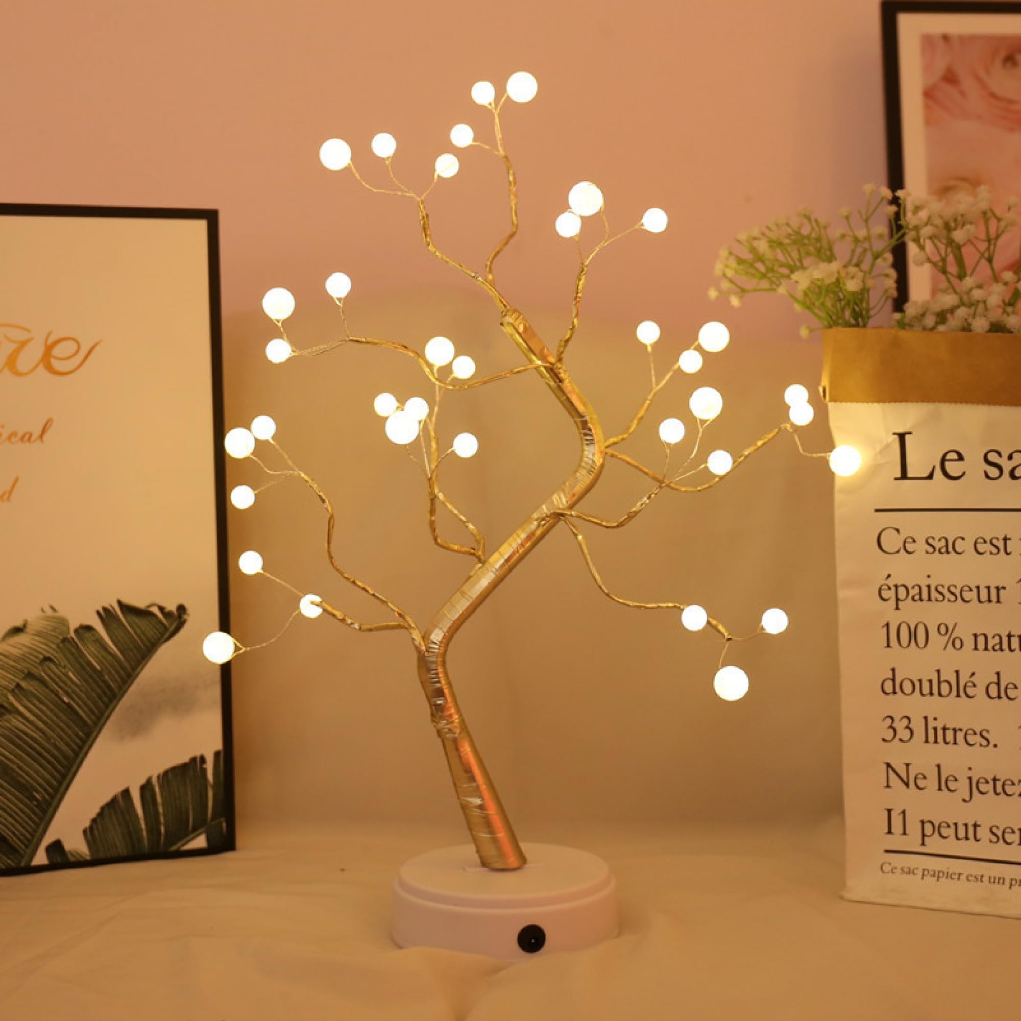 Lampa dekoracyjna LED Bonsai zasilana przez USB i baterie, do sypialni