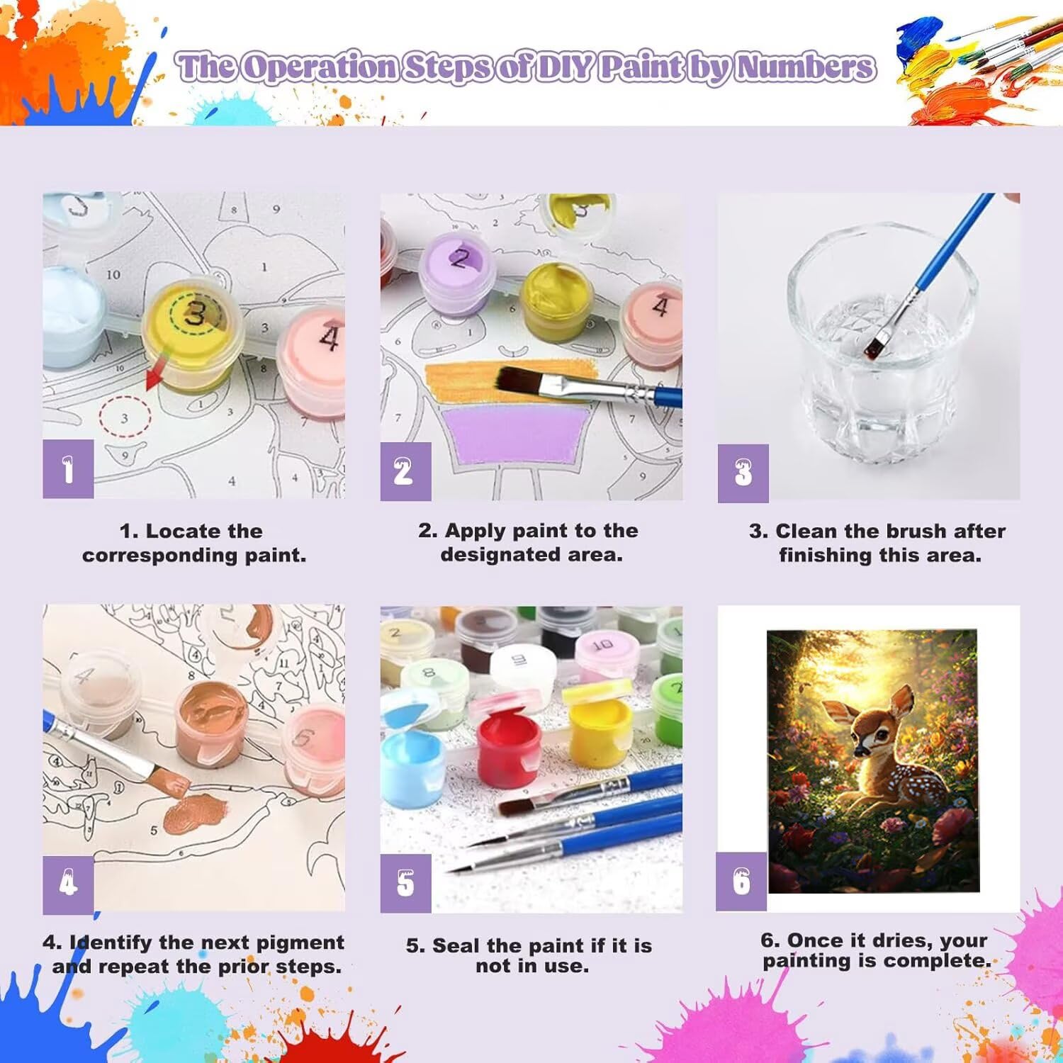 WEISHIWE Dipingere con i Numeri Adulti Cervo animale, 80x100cm s-193 | Paint by Numbers Kit con Pennelli e Acrilico Pigmento, Fai da te Olio La Pittura di Numeri Kit, Decora la Casa, senza Cornice