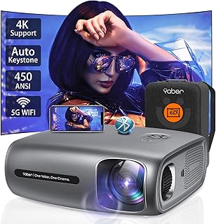 [Auto Keystone] Projector with WiFi and Bluetooth, YABER 450 ANSI Full HD Native 1080P Video Projector 4K Supported, Smart Home Theater Movie Projector for Smartphone/TV Stick/PC/XBox/PS5/HDMI/USB