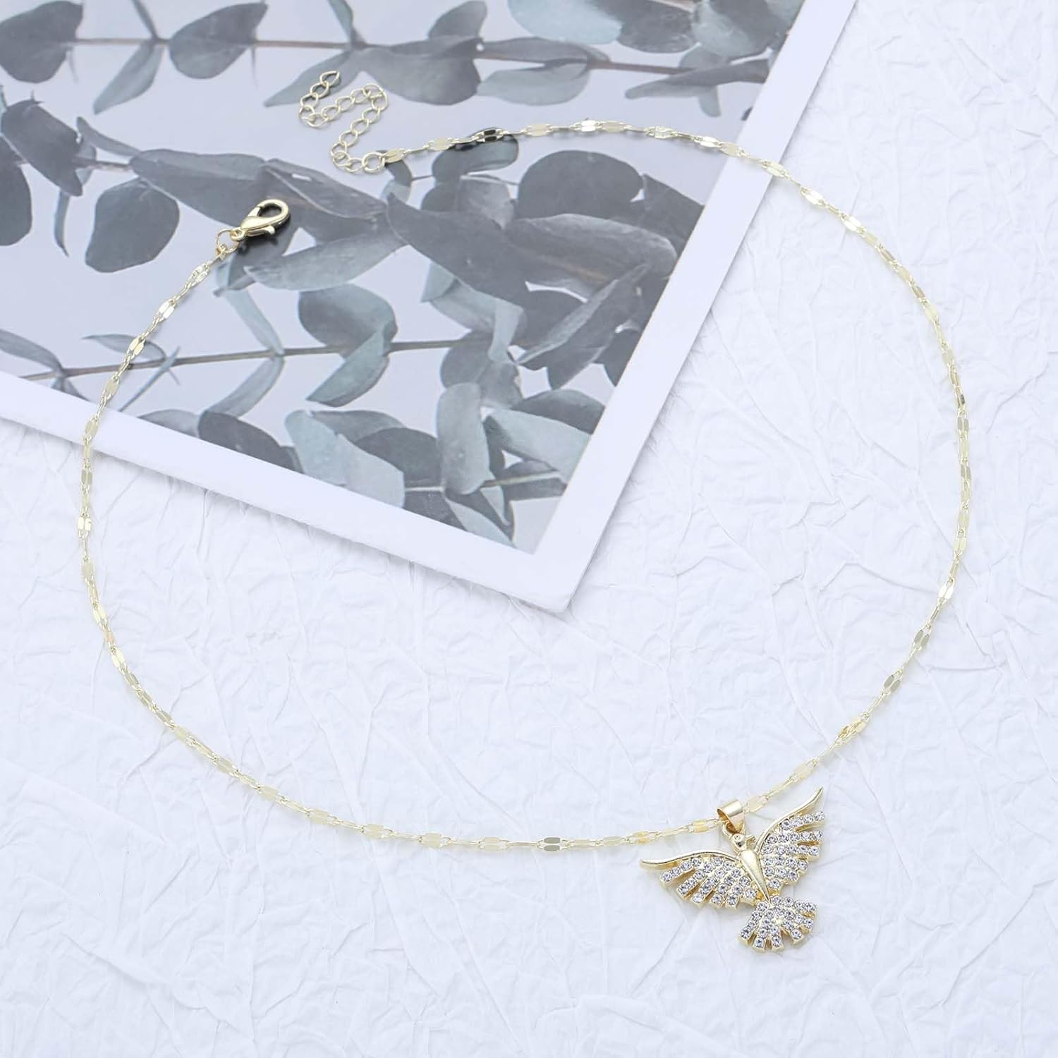Vintage Crystal Phoenix Pendant Necklace Rhinestone Bird Choker Necklace Crystal Bird Wing Necklace Gold Sparkly Cz Choker Necklace Jewelry for Women - Image 3