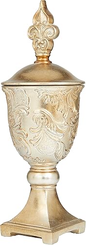 Deco 79 Polystone Tarros decorativos sólidos, 7 x 7 x 19 pulgadas, dorado