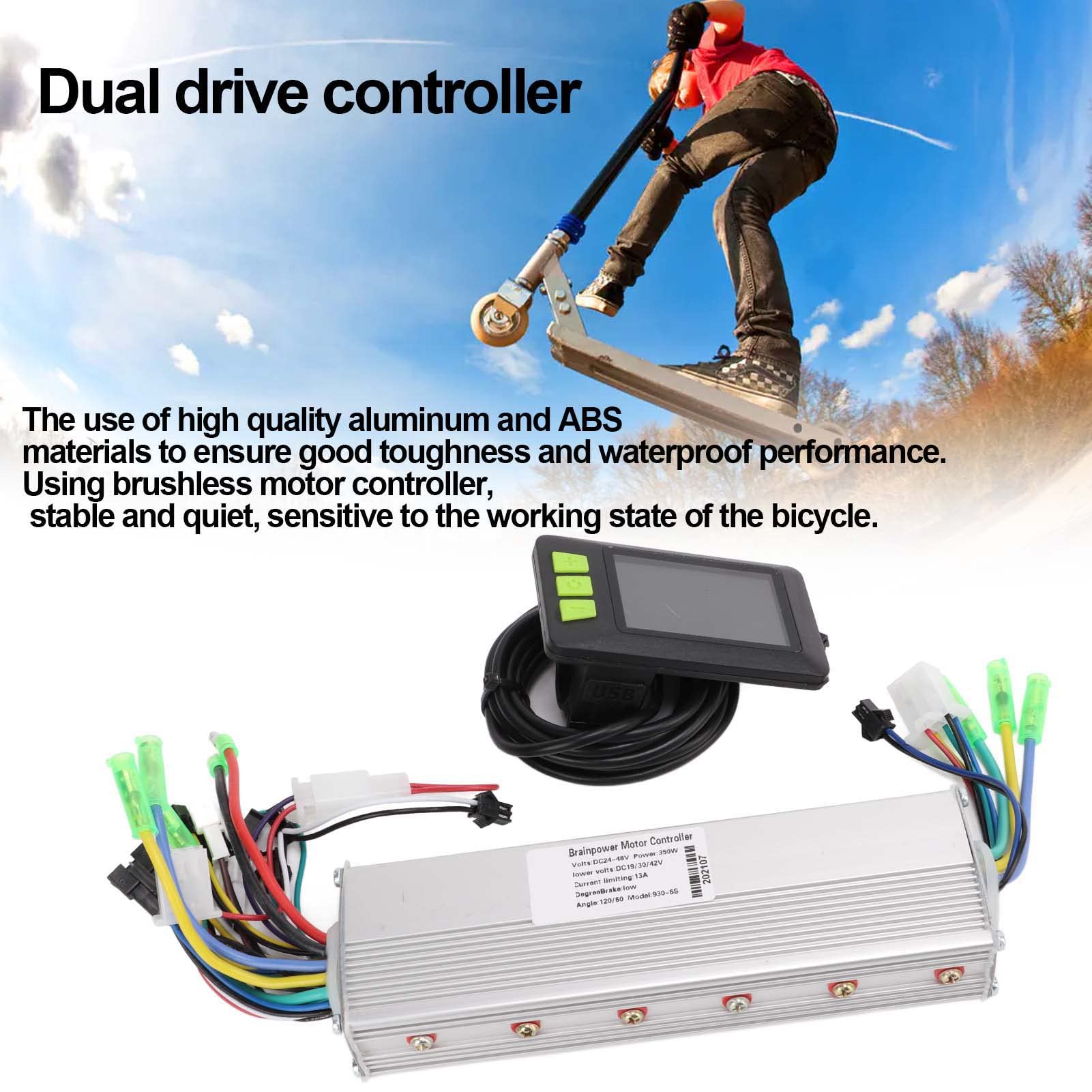 Uxsiya 350W Dual Drive Brushless Motor Controller Kit with LCD Display for Electric Scooter