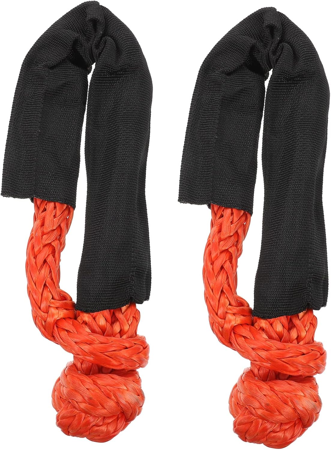 Wakauto 2pcs Softer Rope Shackles with Protective Sleeve Orange Shackles for Off-Road ATV SUV Truck and Boating