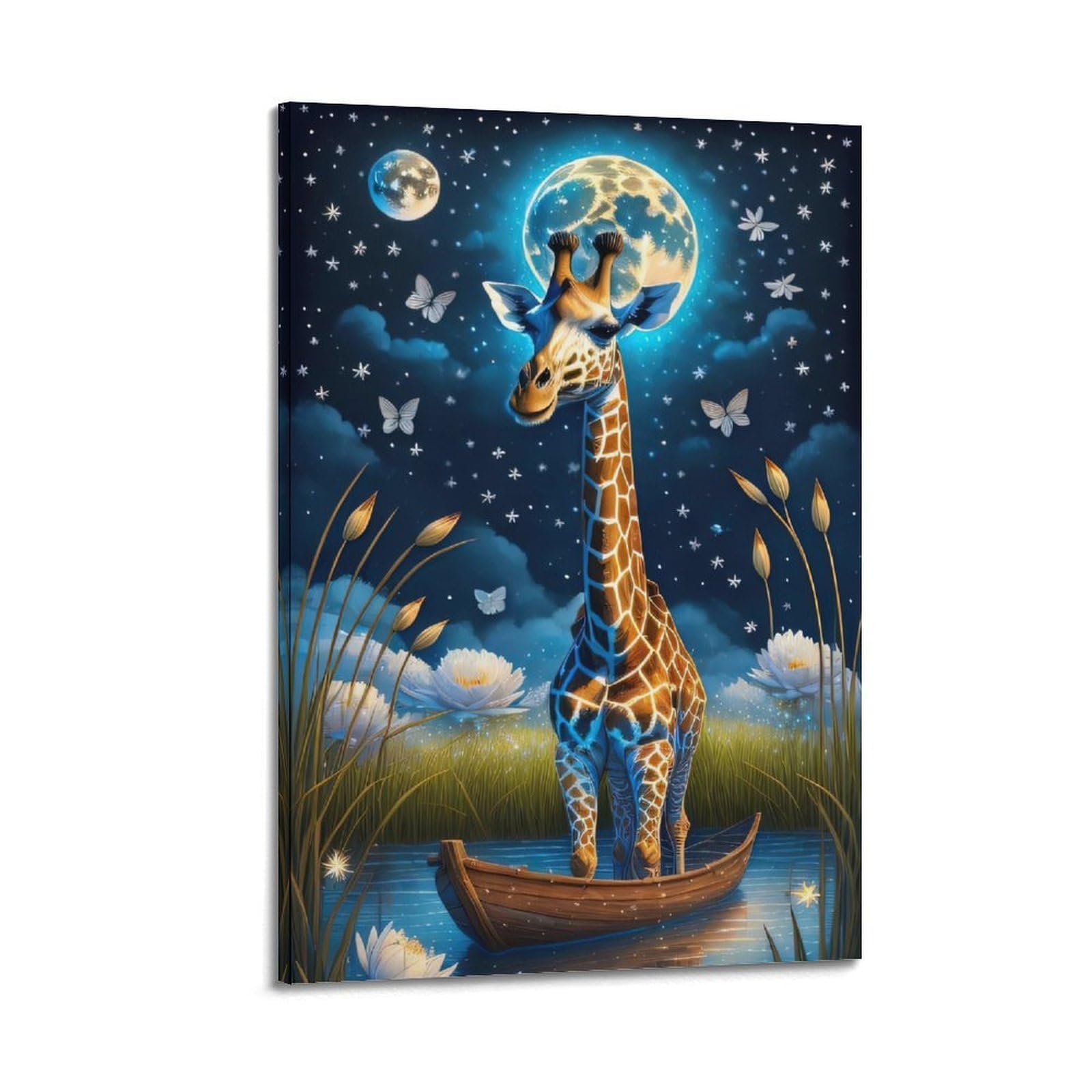 ZSZWHJ Animal Poster Giraffe on A Boat Poster Decorative Painting Canvas Wall Posters And Art Picture Print Modern Family Bedroom Decor Posters 16x24inch(40x60cm)