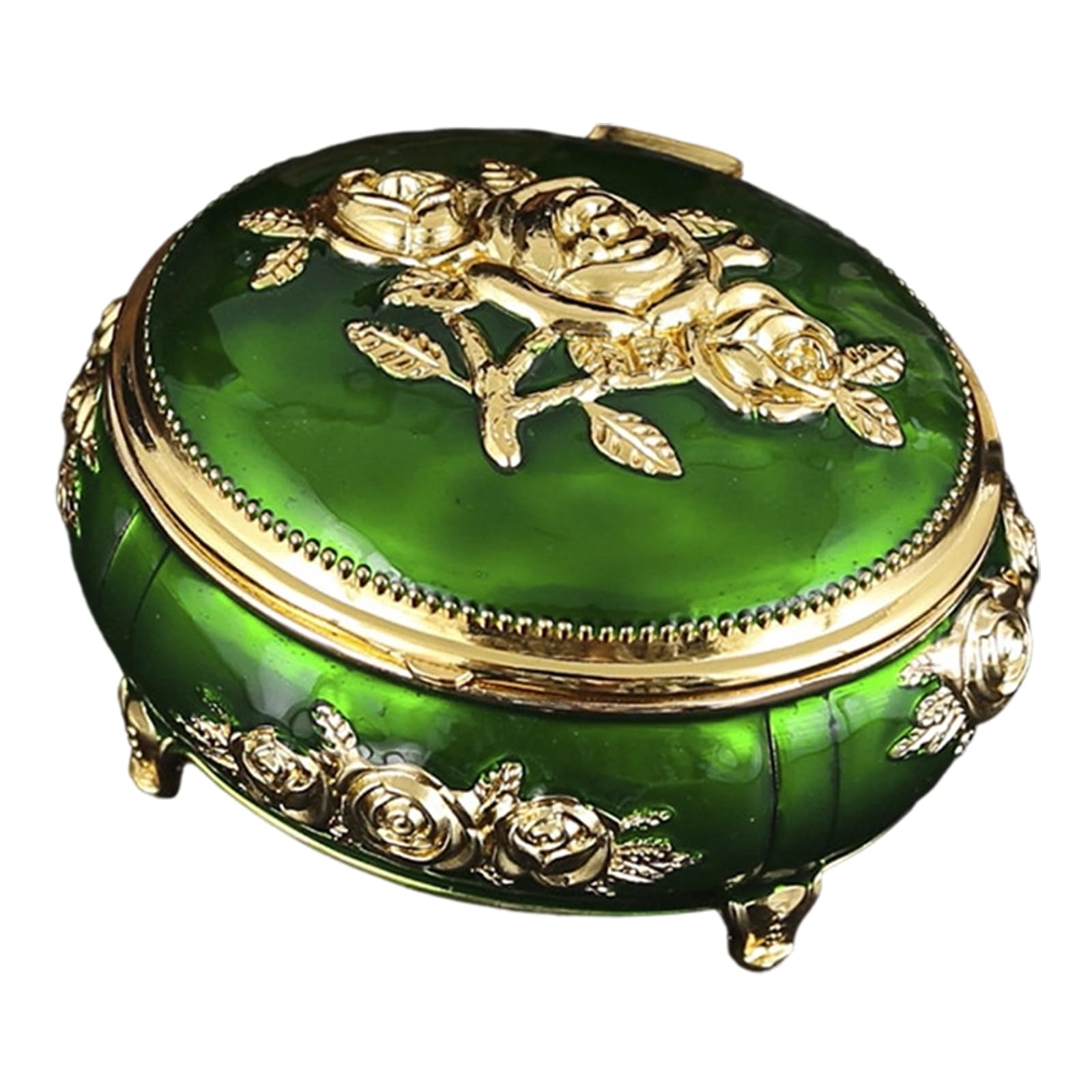 MIDOKSTUA Sturdy Alloy Jewelry Storage Box Featuring Enameled Floral Pattern Old Jewelry Storage