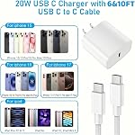 for iPhone 17 16 15 Charger, 20W USB C Fast Charger Block with 【Nylon Braided】 USB C 6FT&10FT Cable for iPhone 17 16 15/Pro/Pro Max/Plus/iPad Pro/Air 2024 et 10e génération, Fast Charging