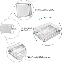 Vista 6 de TeamFar Sartén para lasaña, 12 x 9 pulgadas x 2 pulgadas, rectangular, de acero inoxidable, bandeja para hornear brownie con tapa, no tóxico