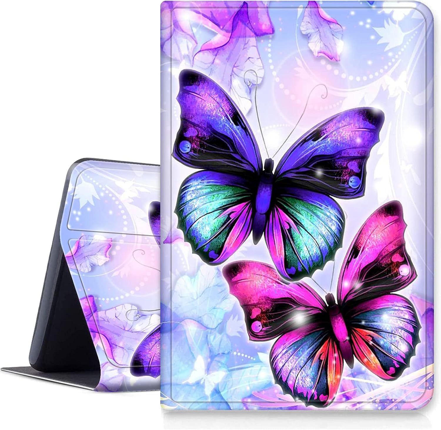Fire 7 Tablet Case (9th/7th/5th Generation，2019/2017/2015 Version), Slim Folio Multi-Angles Stand Auto Wake/Sleep Smart Cover Case for Amazon Kindle Fire 7 inch Tablet-Purple Butterfly