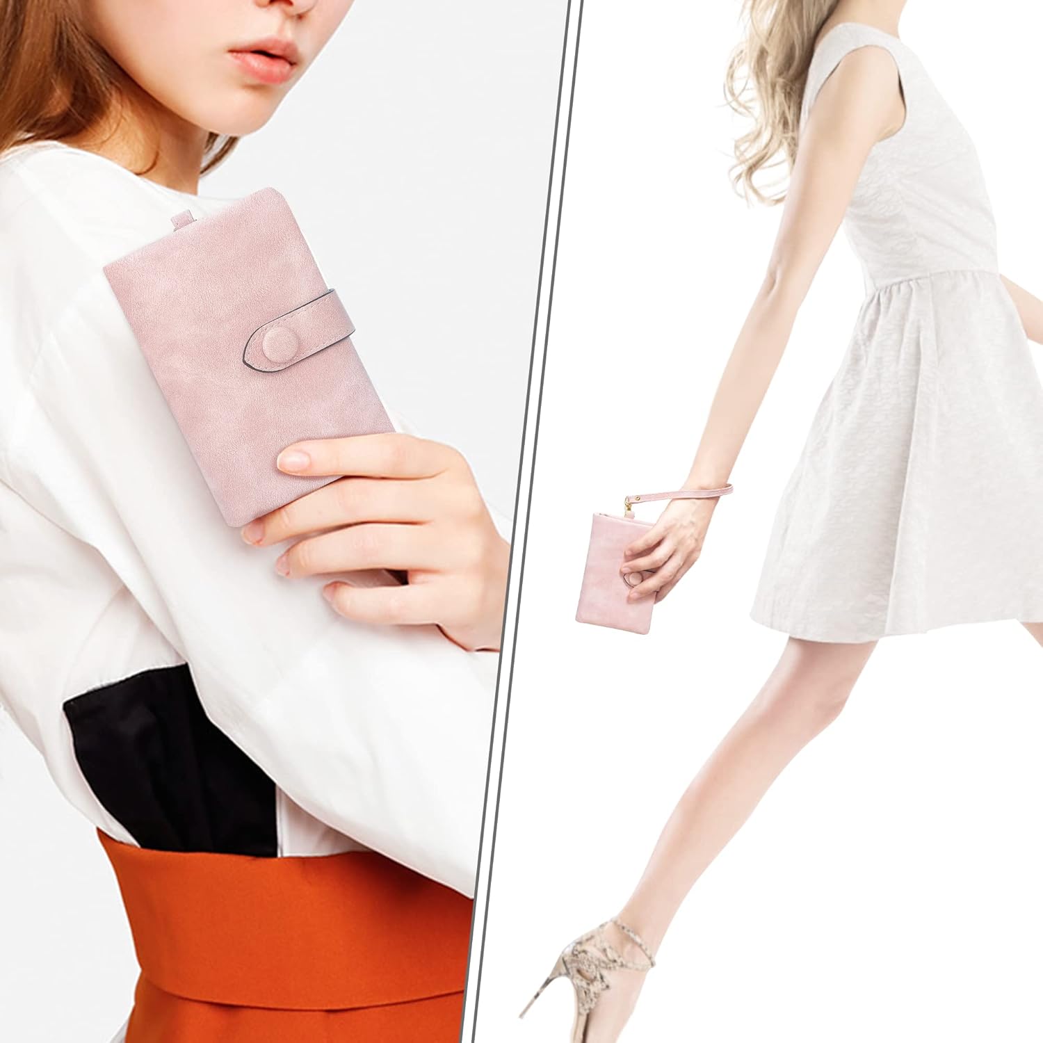 CONISY Small Wristlet Wallets for Women, Leather Bifold RFID Wallet with ID Window Zipper Coin Purse | Small, Bifold, RFID Wallet, with ID Window, Zipper, Coin Purse - Image 2